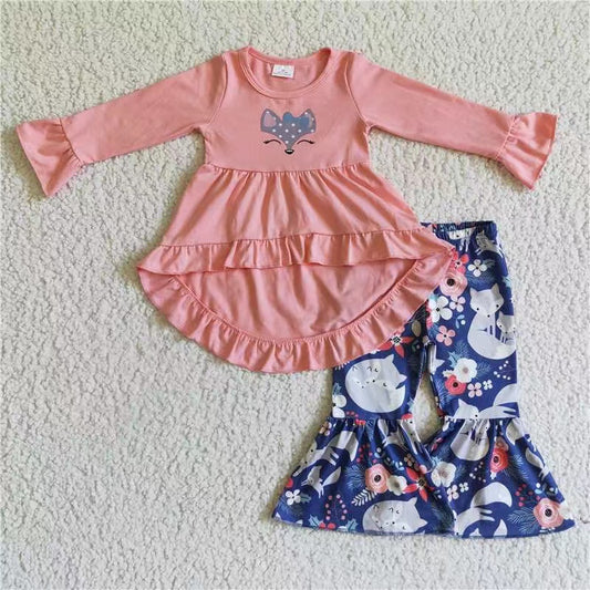 Fox pink long sleeve pants girls set