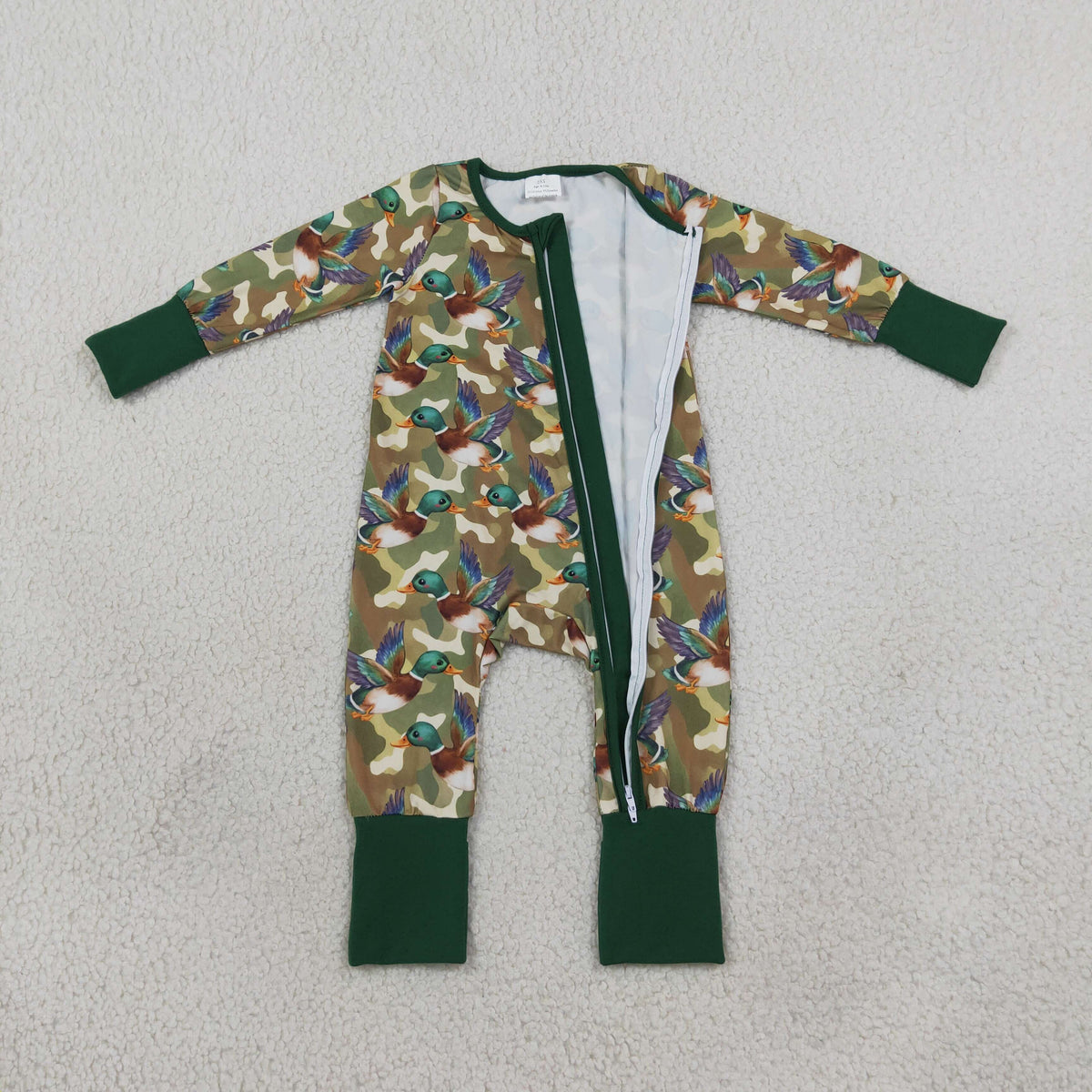 LR3249 Hunting Camo Zipper Long Sleeve Boys Romper