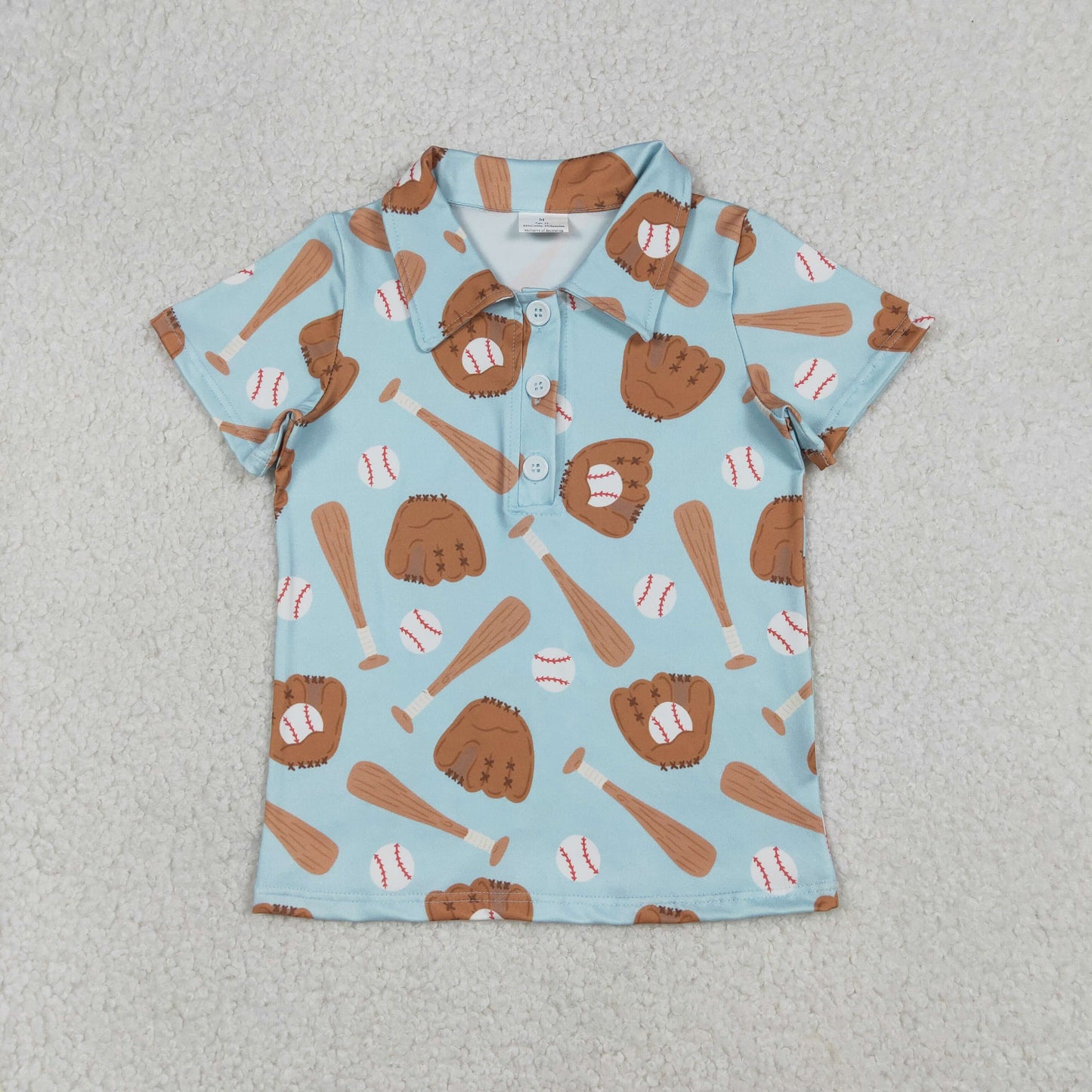 BT1579 Baseball Blue Short Sleeve Boys Top