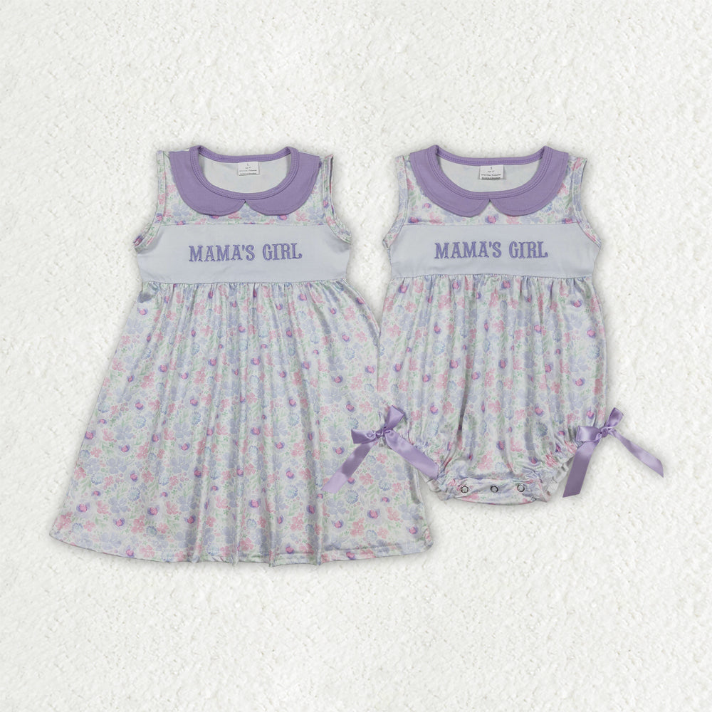 Embroidery Mama's Girl Dress/Romper Sibling Clothes RTS