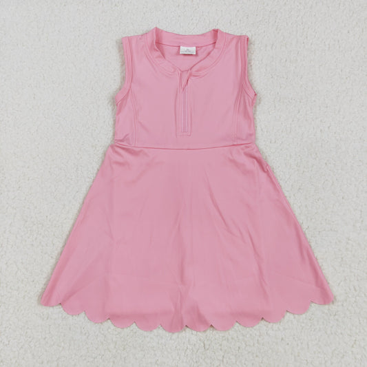 GSD2087 yoga hot pink zipper sleeveless with shorts girls dress