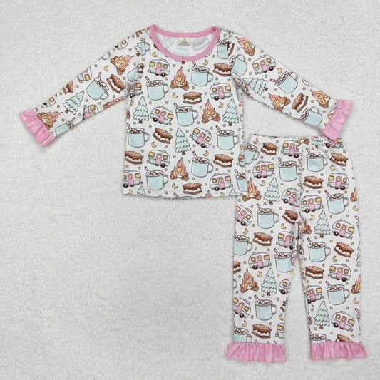 bamboo GLP1502 camping cake fire bus long sleeve pants girls pajamas