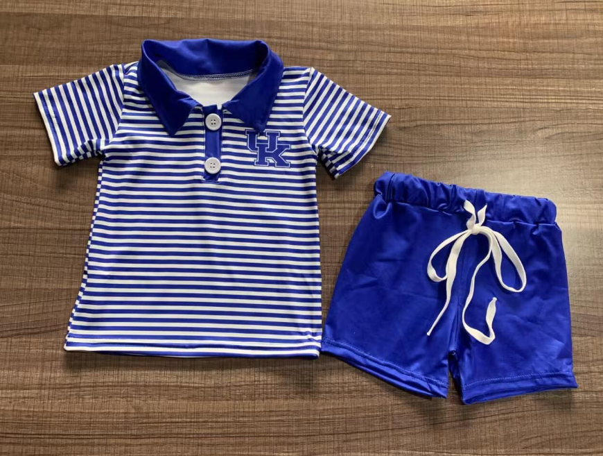 custom S 8.16 Blue short sleeve shorts boys set