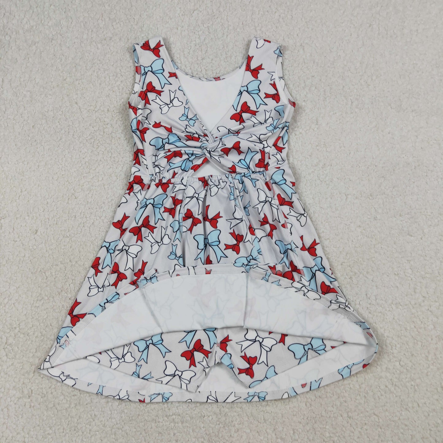 GSD3752 Yoga July 4th Bows Sleeveless Skorts Girls Dress