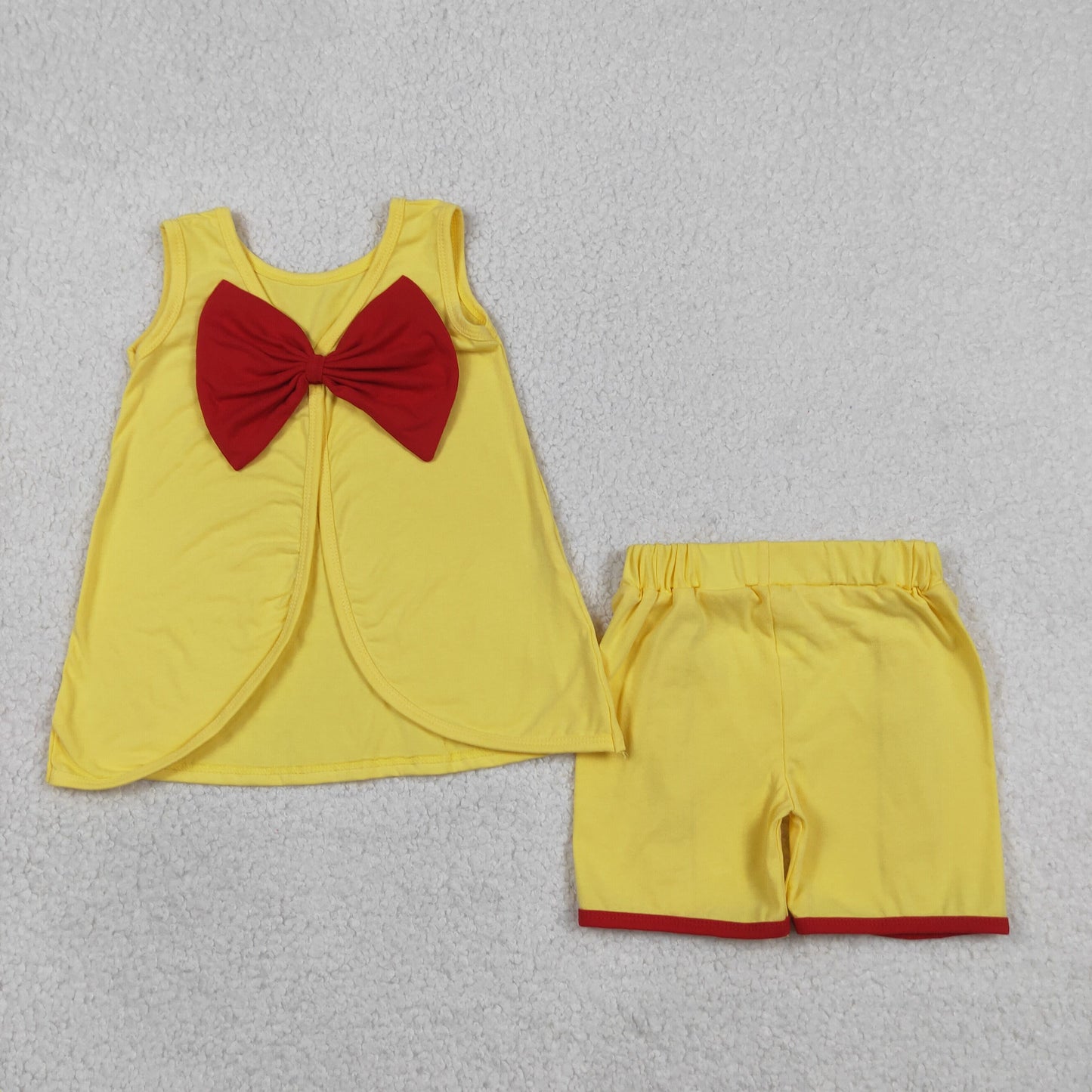 GSSO3466 Cartoon Princess Sleeveless With Bow Shorts Girls Set