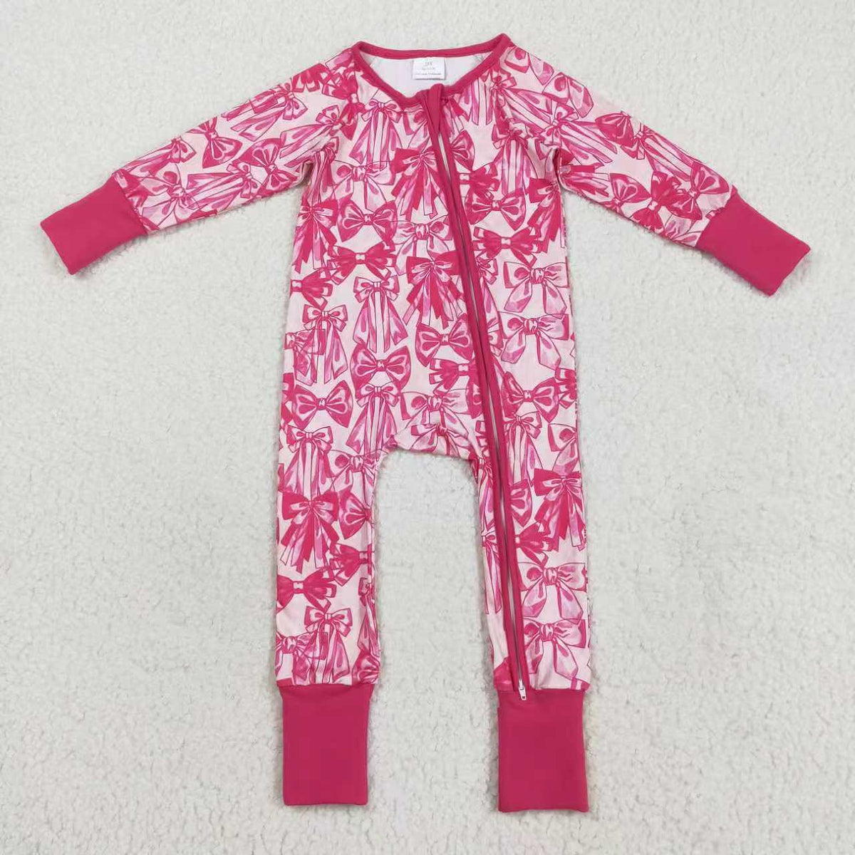 hot pink bows romper/pajamas RTS Sibling Clothes