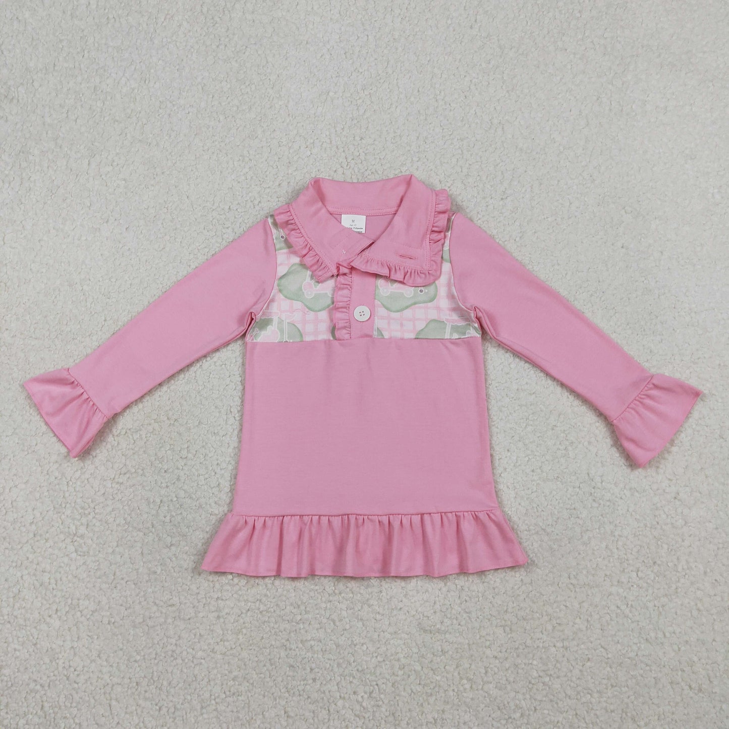 GT1402 Pink Golf Long Sleeve Girls Top
