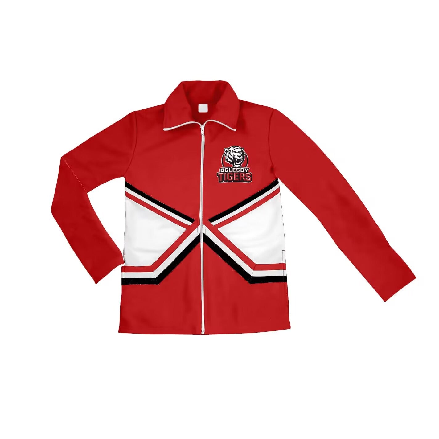 custom style football TIGERS red long sleeve zipper boys coat