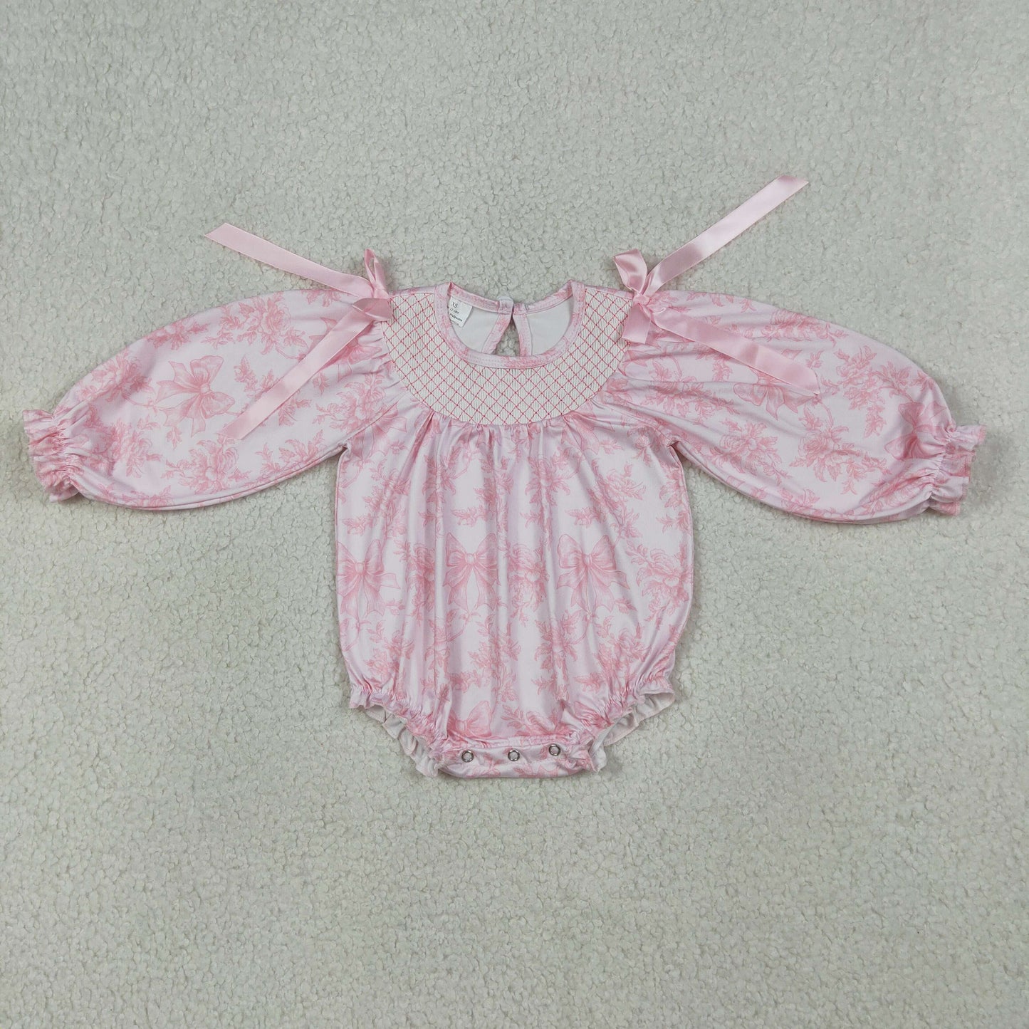 Smocked Embroidery Flowers Romper Sibling Clothes RTS