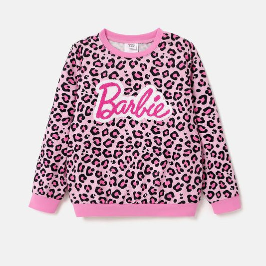 custom BA hot pink leopard long sleeve girls top