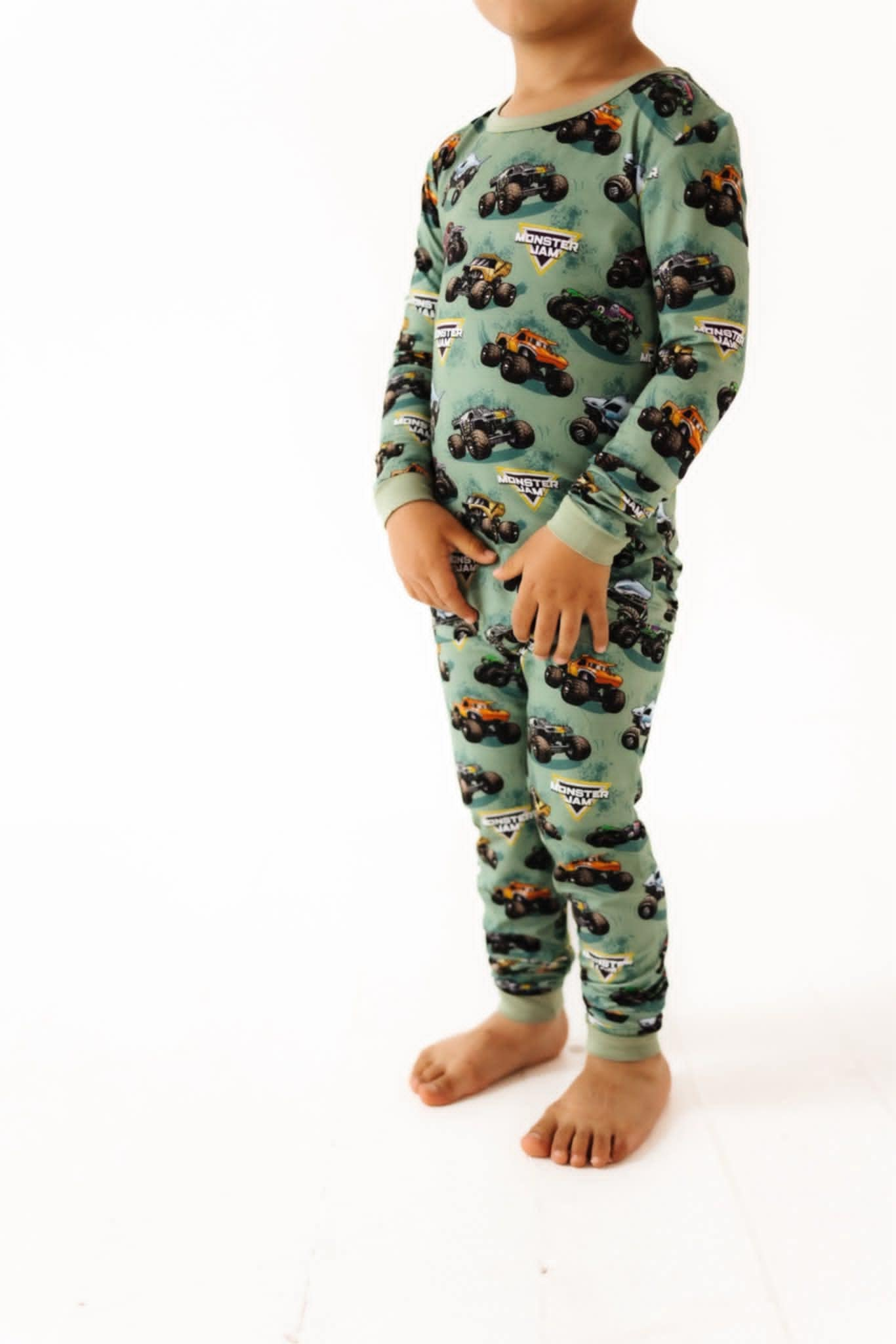 custom cartoon car green long sleeve pants boys pajamas