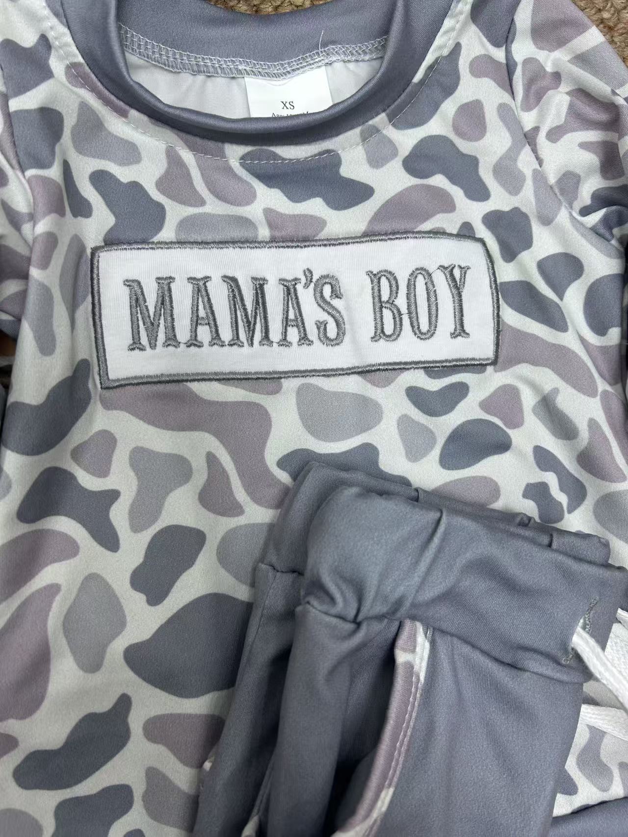 Embroidery Mama's Boy Camo Boys Set RTS Sibling Clothes