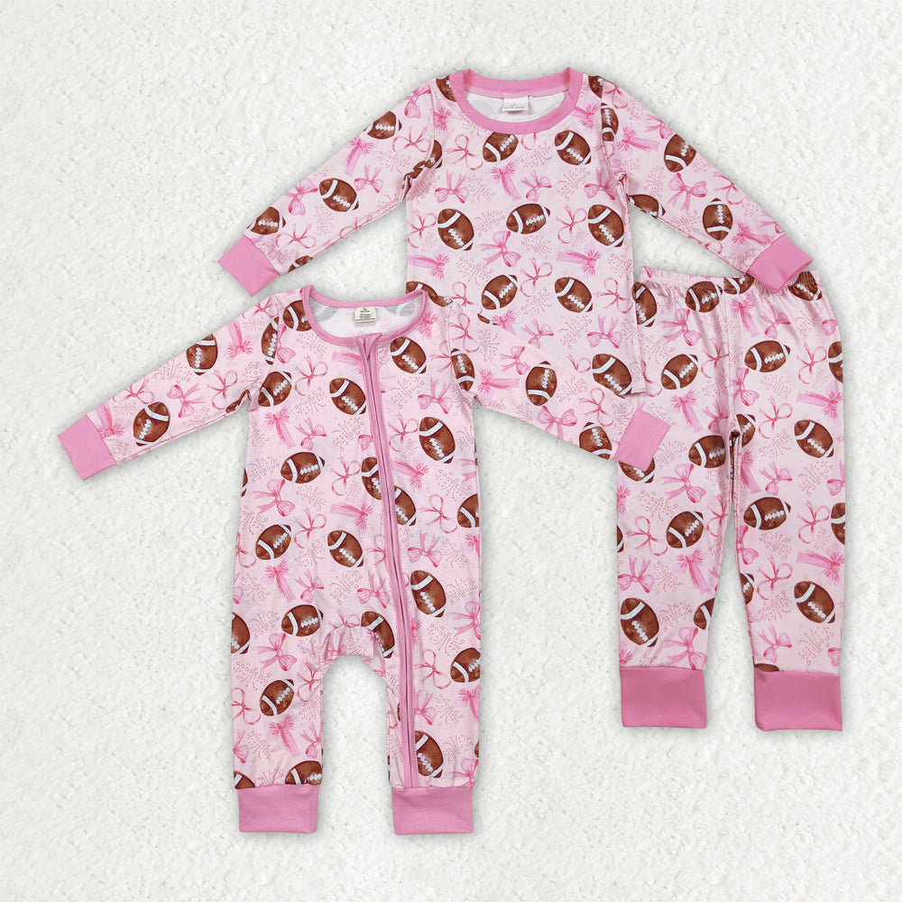 football pink bows Sibling Clothes RTS sibling clothes