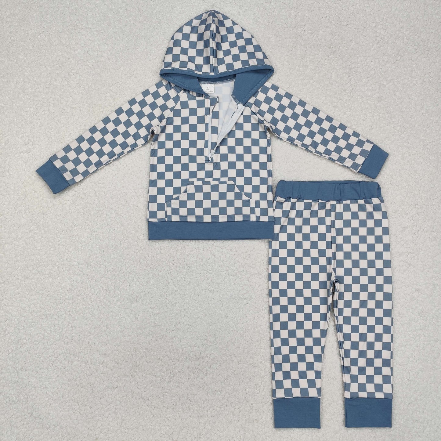 checkered style hoodie long sleeve pants girls set RTS sibling clothes