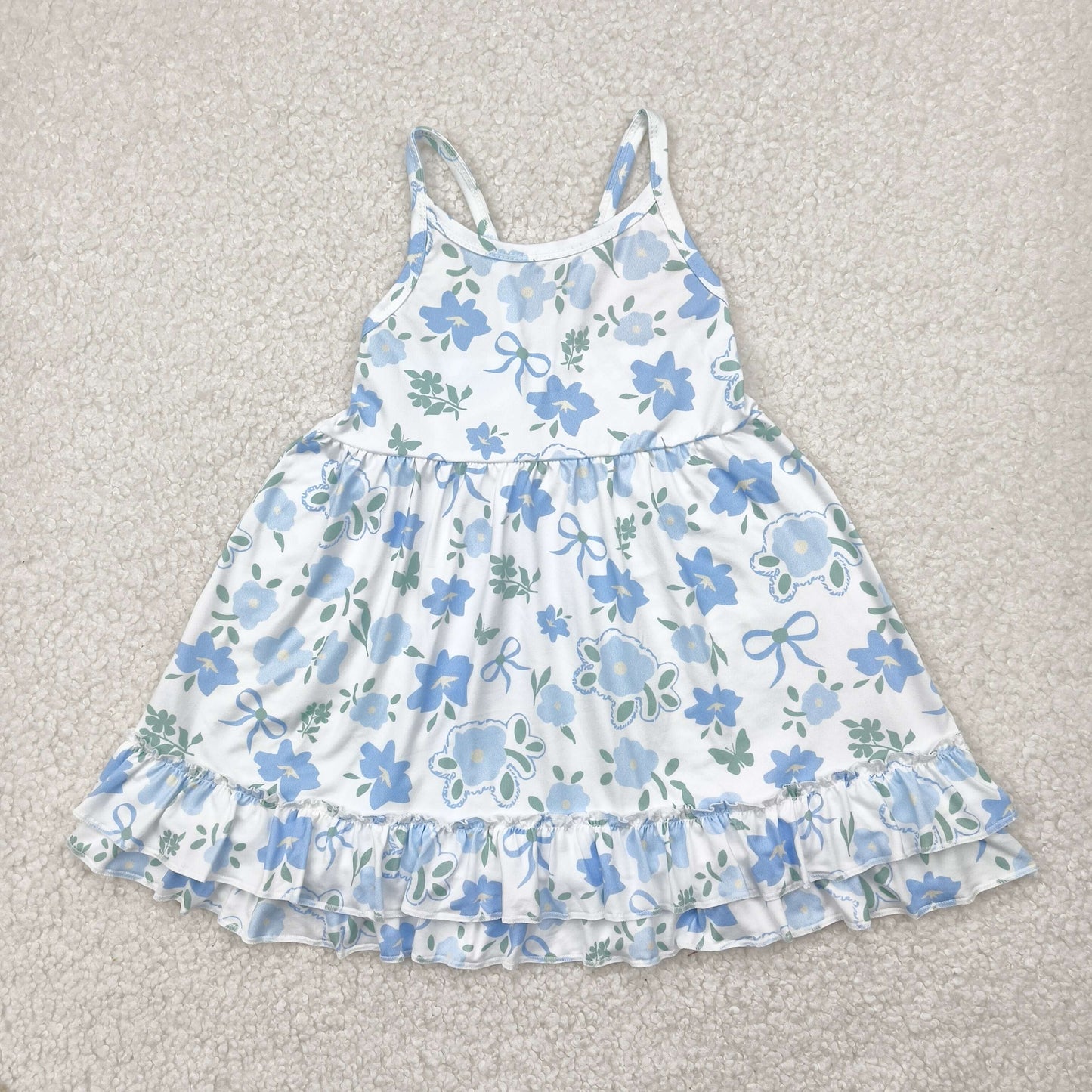 GSD2377 blue flowers girls dress