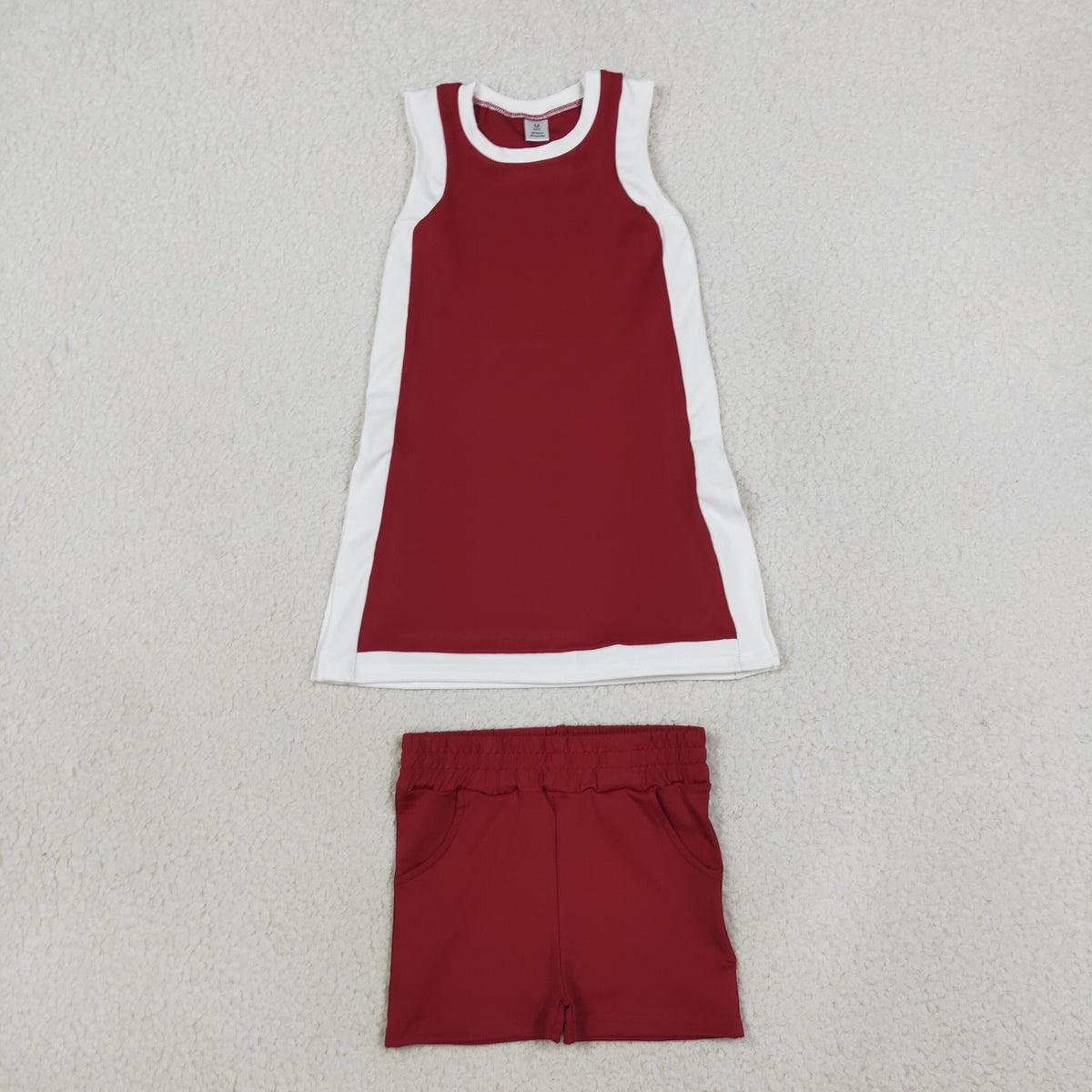 GSSO3848 Yoga Maroon Sleeveelss With Shorts Girls Set GDS4257+SS0962