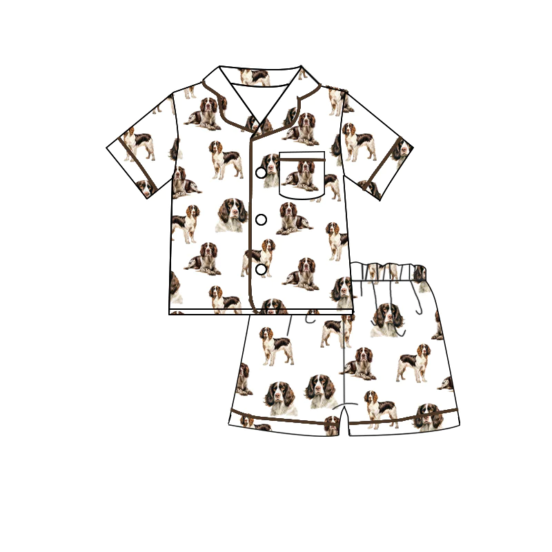 custom style cute dog 1 short sleeve shorts kids pajamas