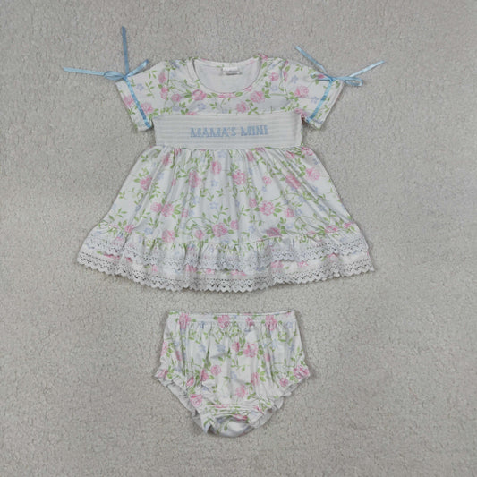 Embroidery GBO0498 Mama's Mini Flowers Floral Girls Bummies Set
