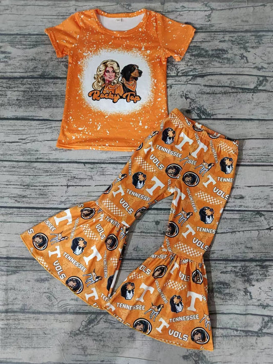 custom S 10.12 Singer dog orange short sleeve pants girls set