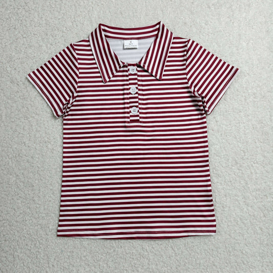 BT1833 Maroon Striped Short Sleeve Boys Top