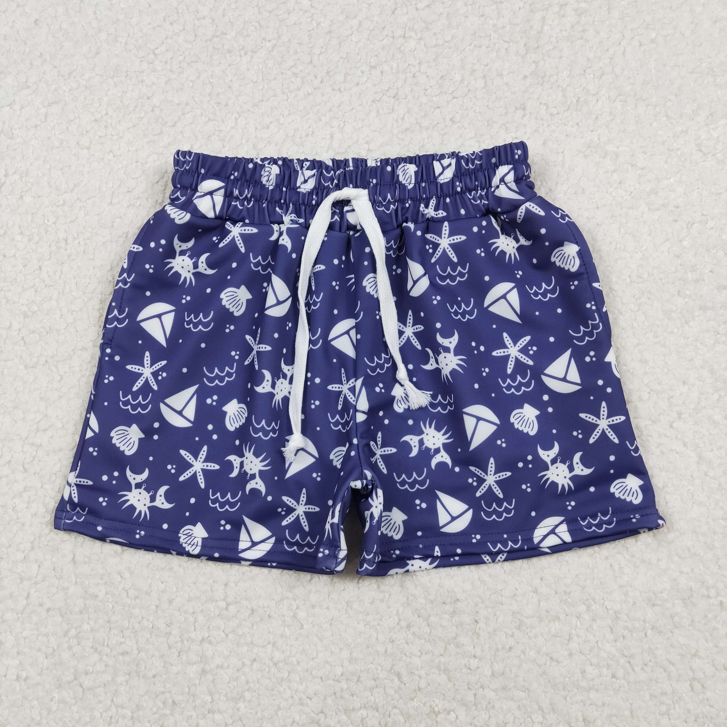 S0587 sailboat starfish crab boys swimming trunk