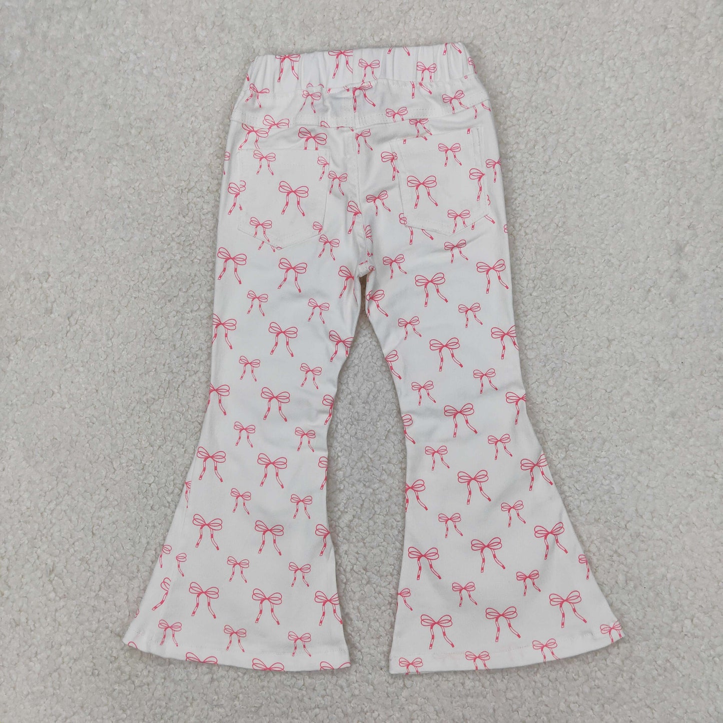 P0732 pink bows bell botton girls jeans