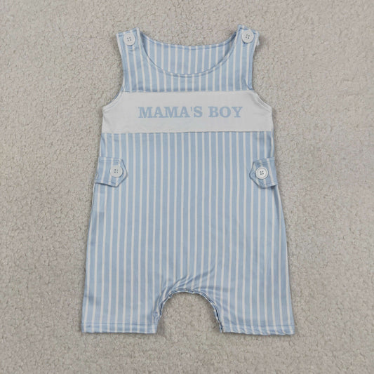 SR3972 Mama's Boy Blue Striped Sleeveless Boys Romper