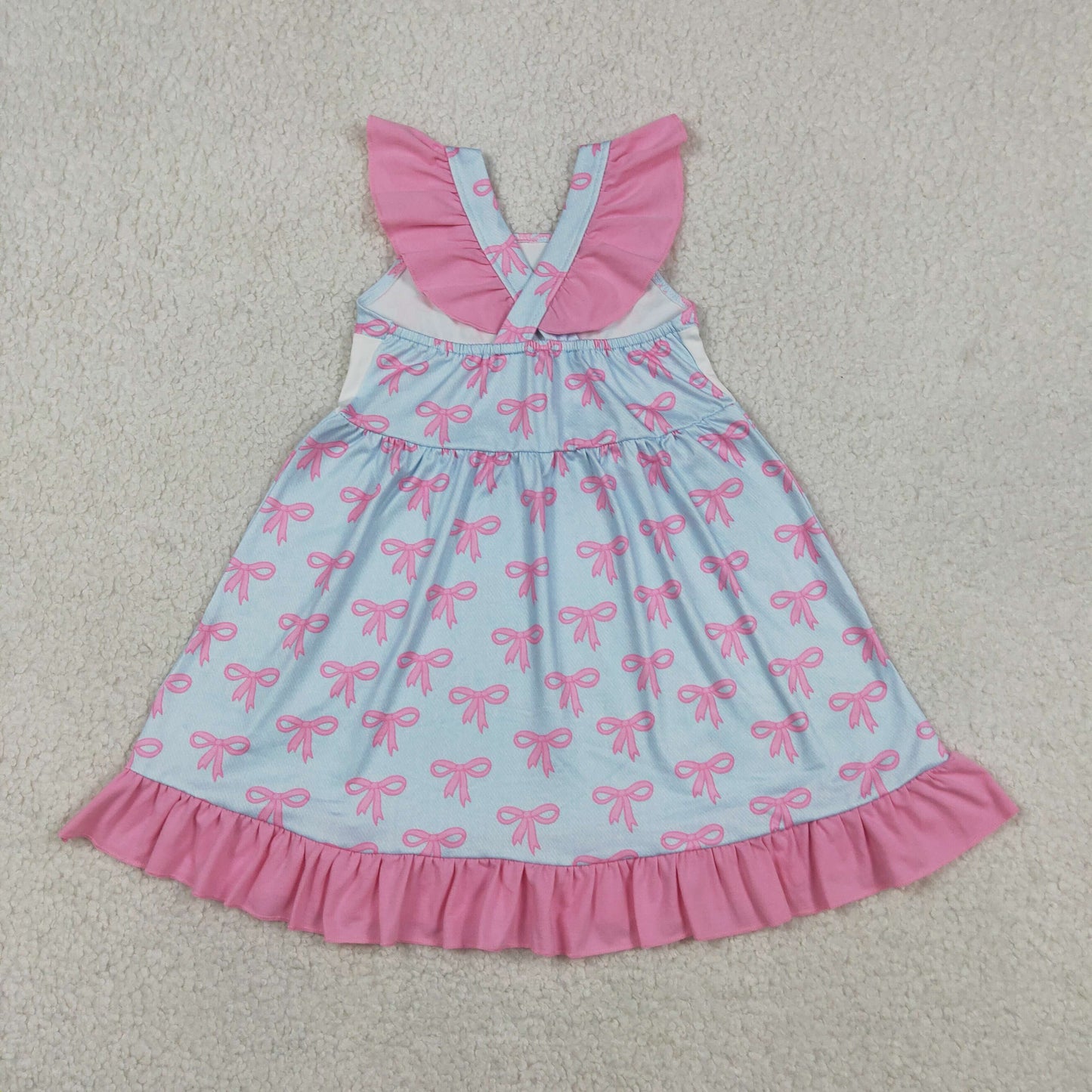 GSD2980 MAMA'S GIRL pink bows flutter sleeve girls dress