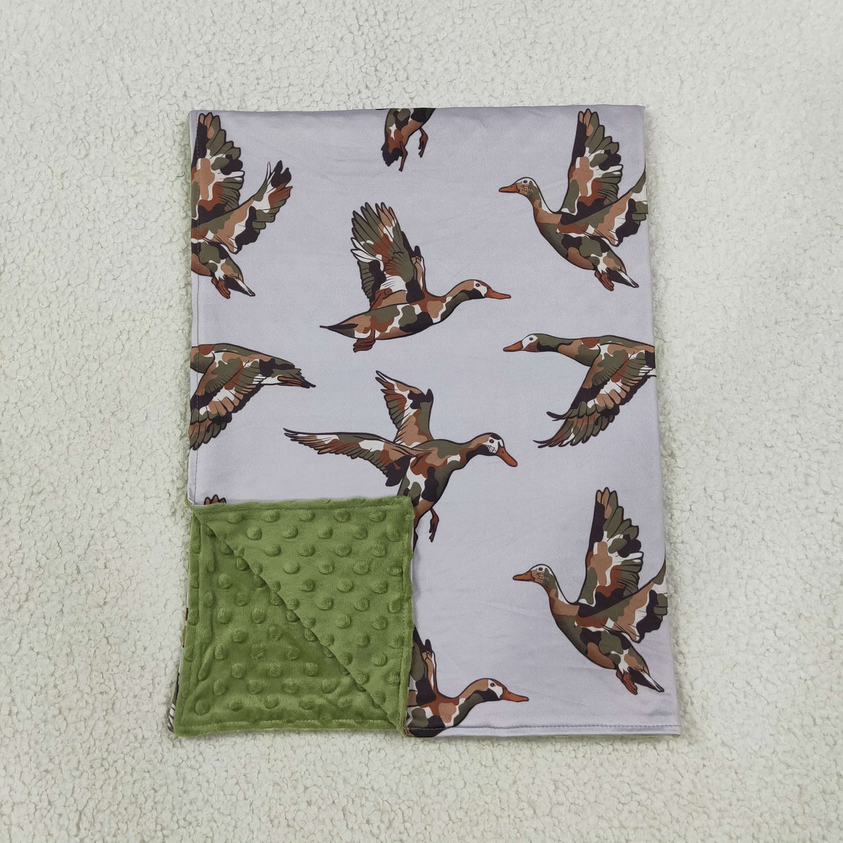 BL0288 Mallard Duck Grey Baby Blanket