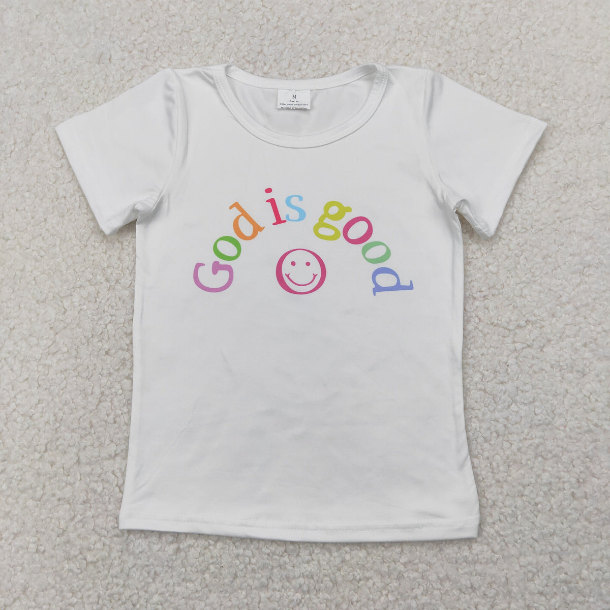 GT0958 smile god is good short sleeve girls top