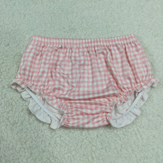 SS0939 Pink Checkered Girls Bummies Shorts