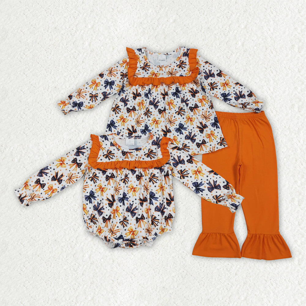 Halloween orange black bows style RTS Sibling Clothes