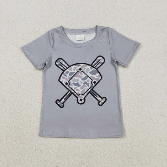 BT1421 hunting baseball camo short sleeve boys top