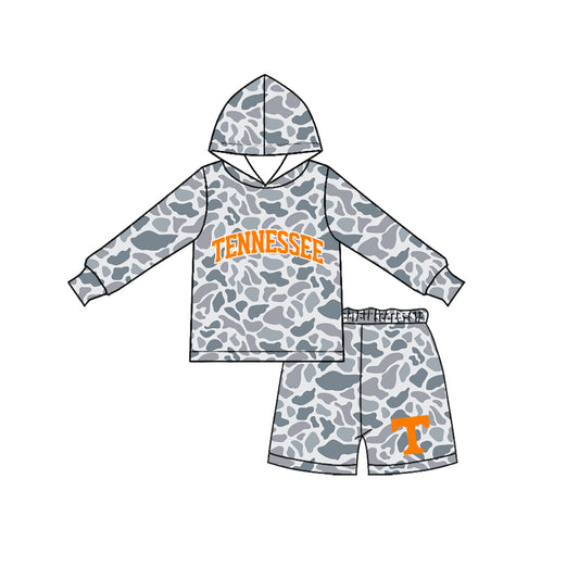 preorder BLS0042 TENNESSEE Team Camo Hoodie Long Sleeve Shorts Boys Set