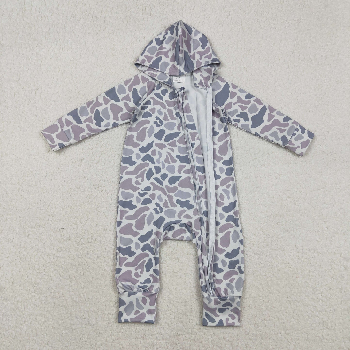 LR2813 hunting camo hoodie zipper long sleeve boys romper