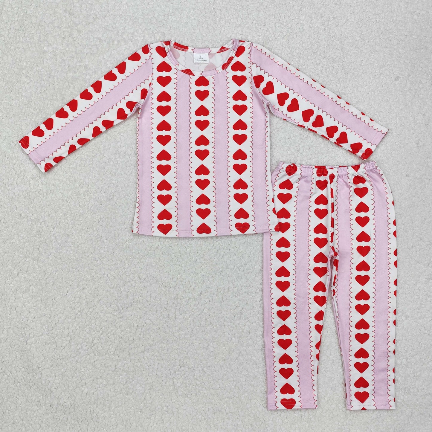 GLP2191 Valentine's Day red heart pink long sleeve pants girls pajamas