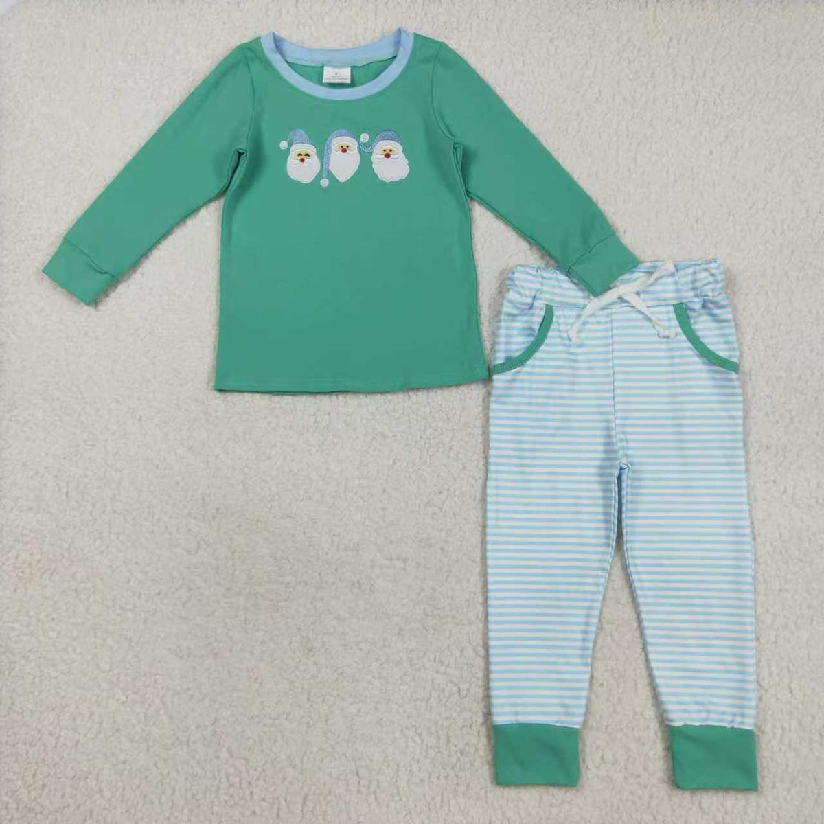 Embroidery Christmas Santa green RTS Sibling Clothes