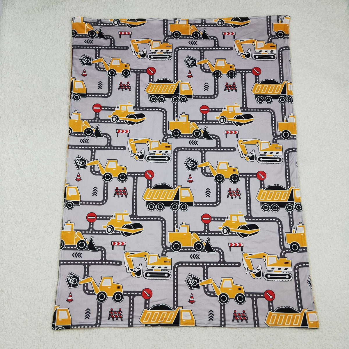 BL0199 construction truck orange baby blanket