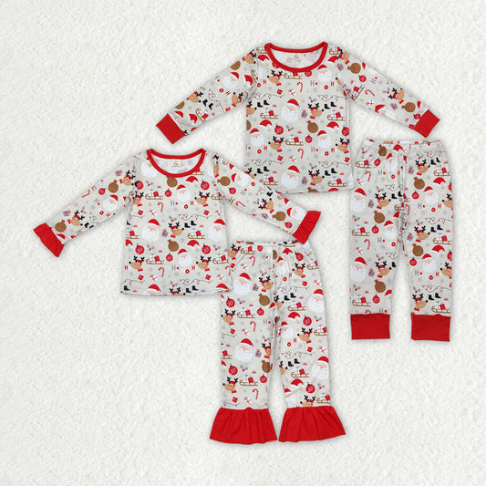 bamboo Christmas deer Santa pajamas RTS sibling clothes