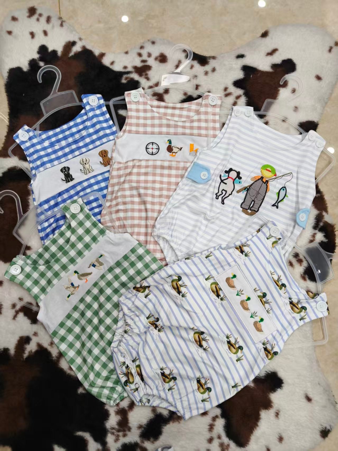 Embroidery Hunting Style Boys Romper RTS Sibling Clothes