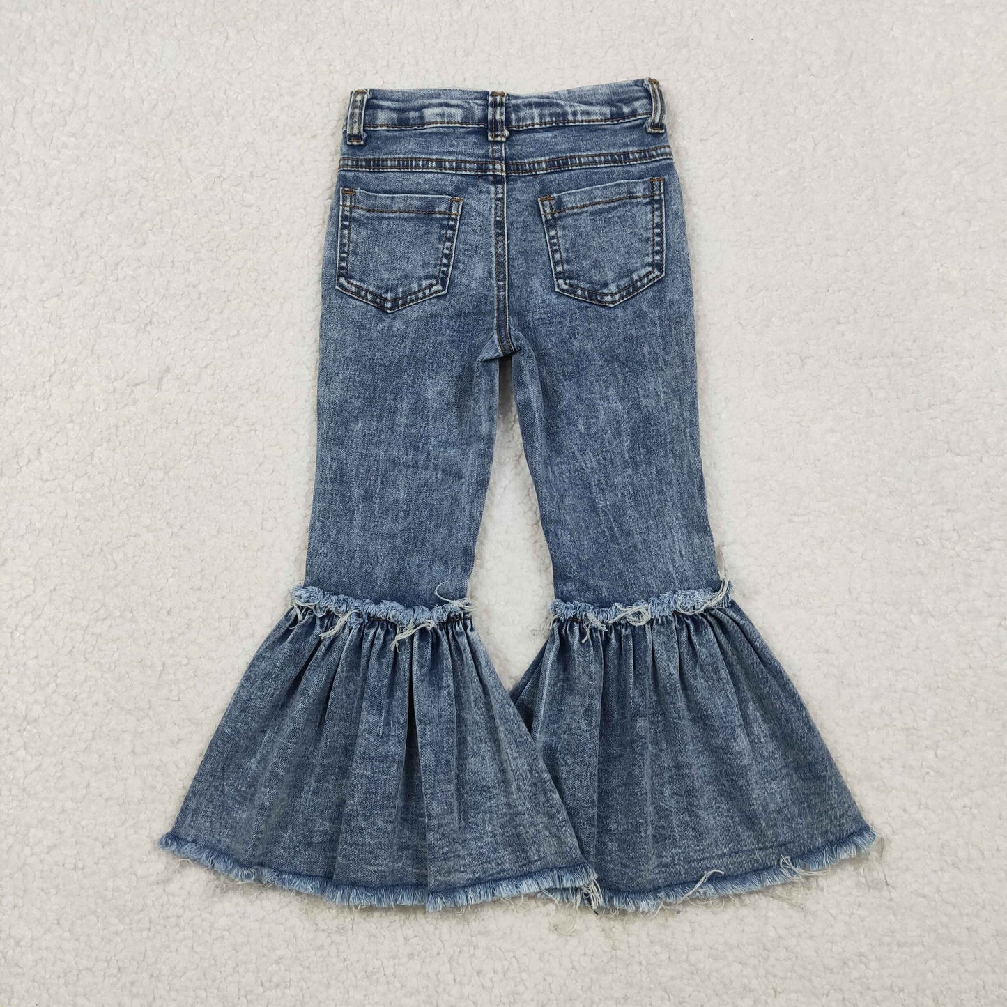 P0676 blue bell-bottom denim pants girls jeans