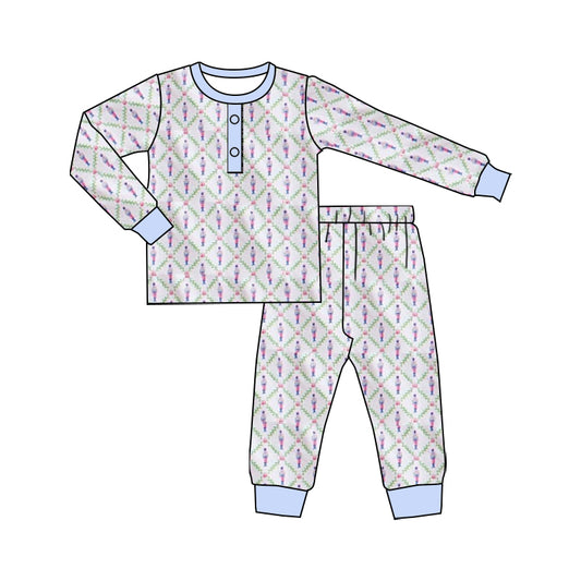 custom Christmas dance girl blue long sleeve pants boys pajamas