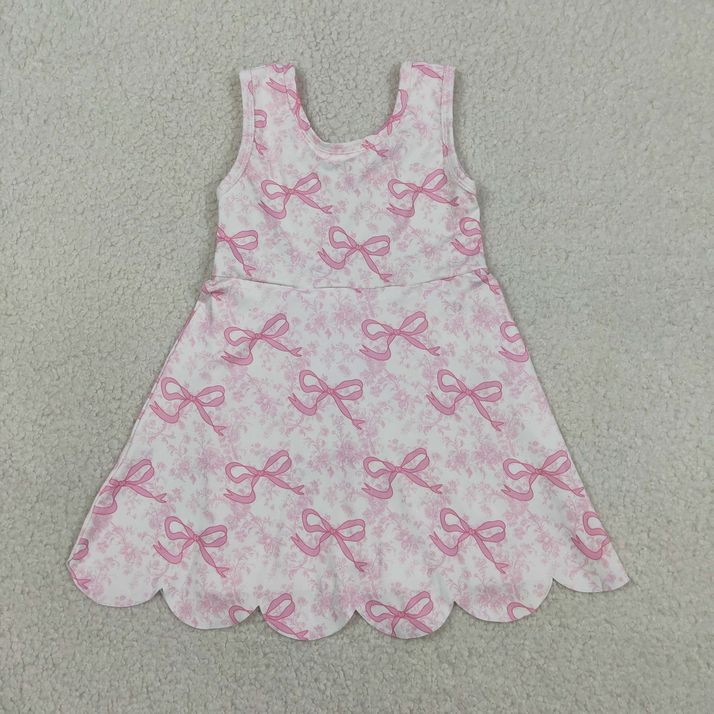 GSD2572 scallop yoga pink bows flowers girls dress with shorts