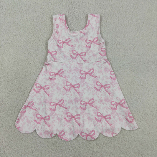 GSD2572 scallop yoga pink bows flowers girls dress with shorts