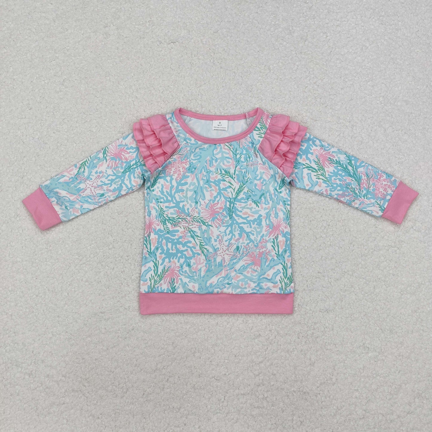 GT0763 colorful flowers print long sleeve girls top girls pullover