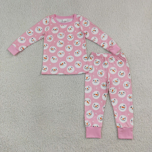 GLP3543 Christmas Santa Pink Long Sleeve Pants Girls Pajamas