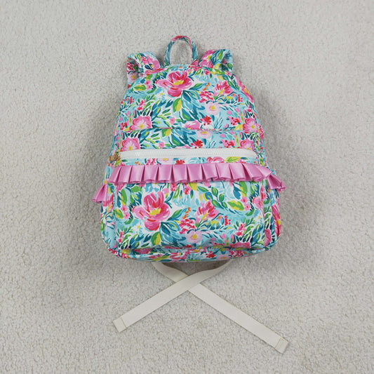 BA0176 colorful flowers green kids bag