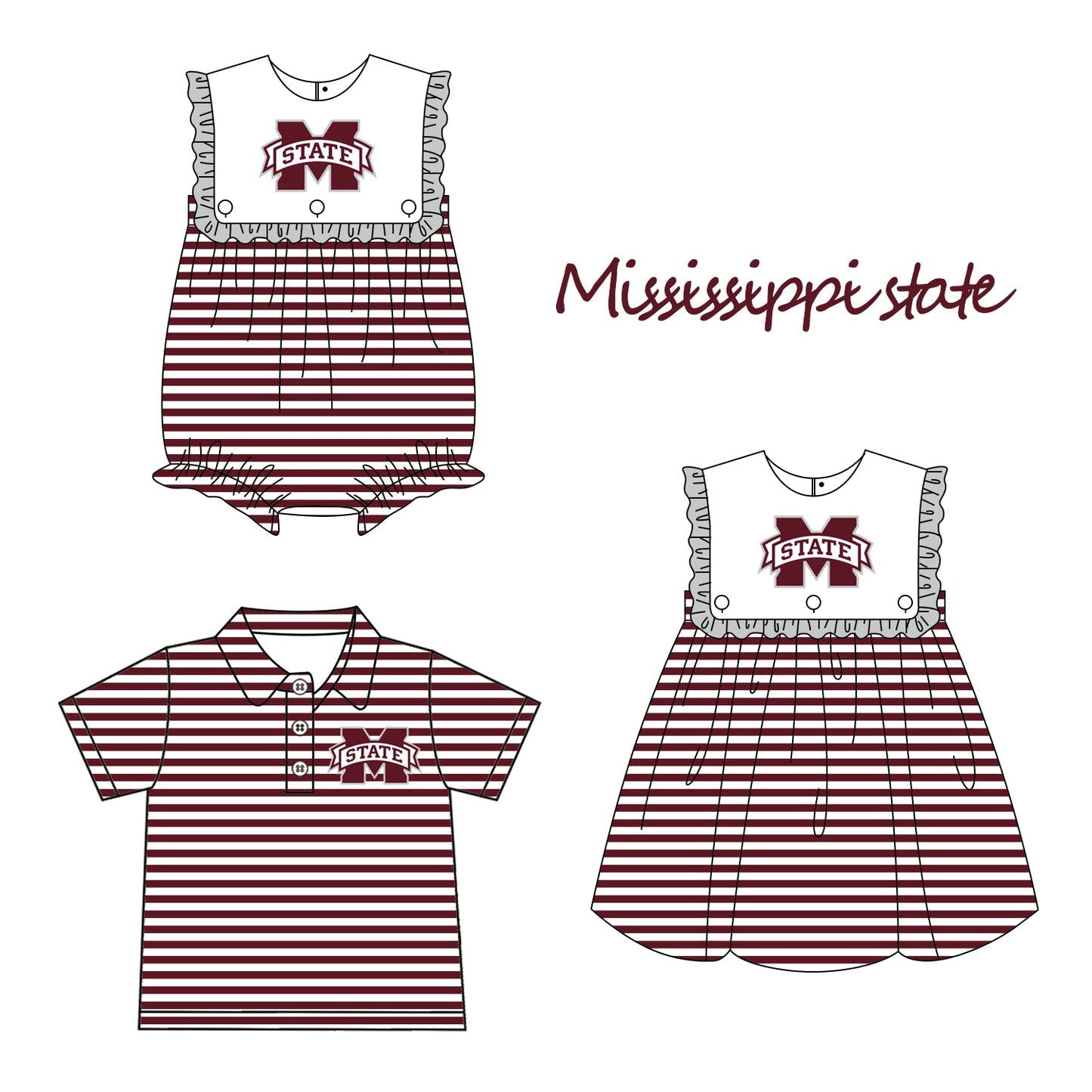 Custom Moq 3 Football Item Mississippi Sibling Clothes