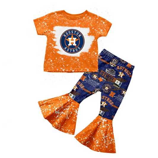 custom S 10.10 Team orange short sleeve blue pants girls set