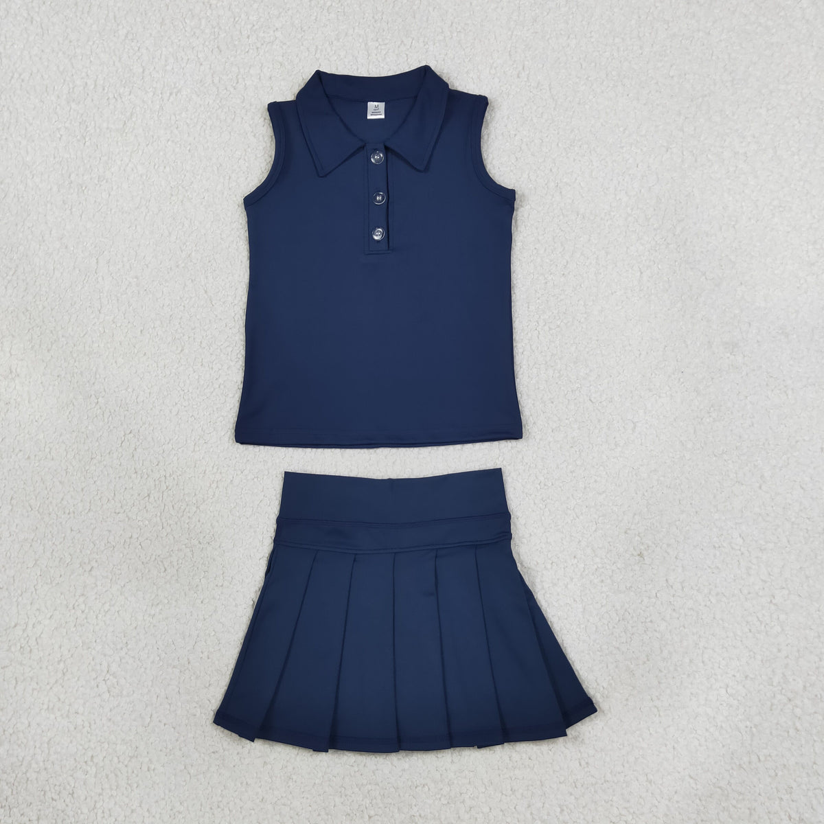 GSD2796 Yoga Navy Blue Sleveless Skorts Girls Set